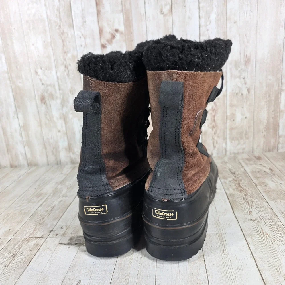 LaCrosse Womens Brown Suede Black Rubber‎ Fur Lined Winter Snow Boots Size 8